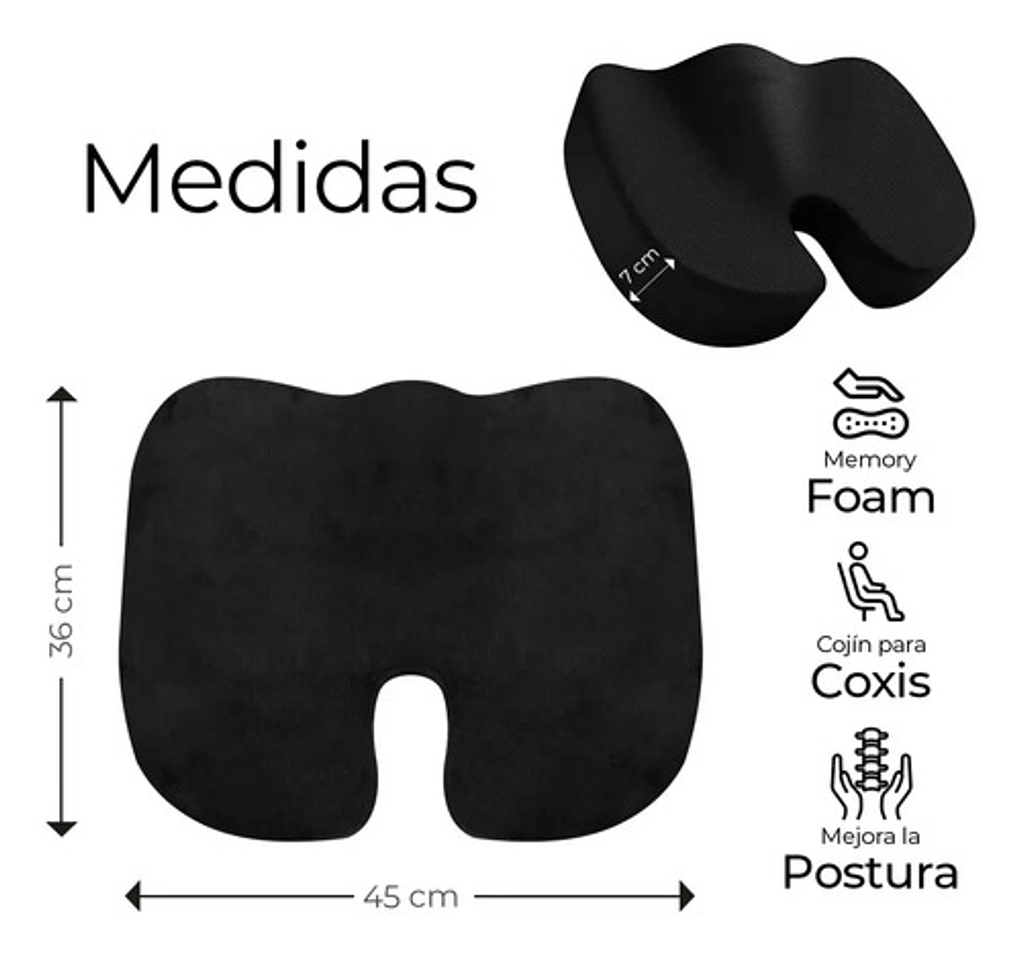 Cojín Ortopédico De Asiento Lumbar Antideslizante Oficina 3