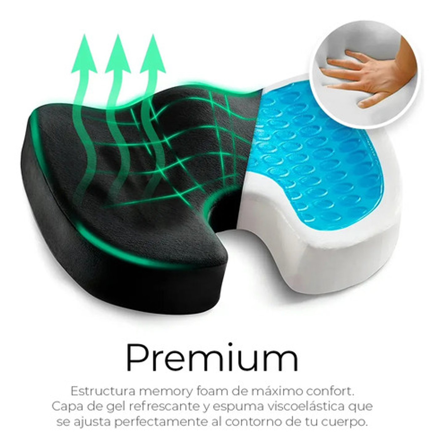 Cojín Ortopédico De Asiento Lumbar Antideslizante Oficina 4