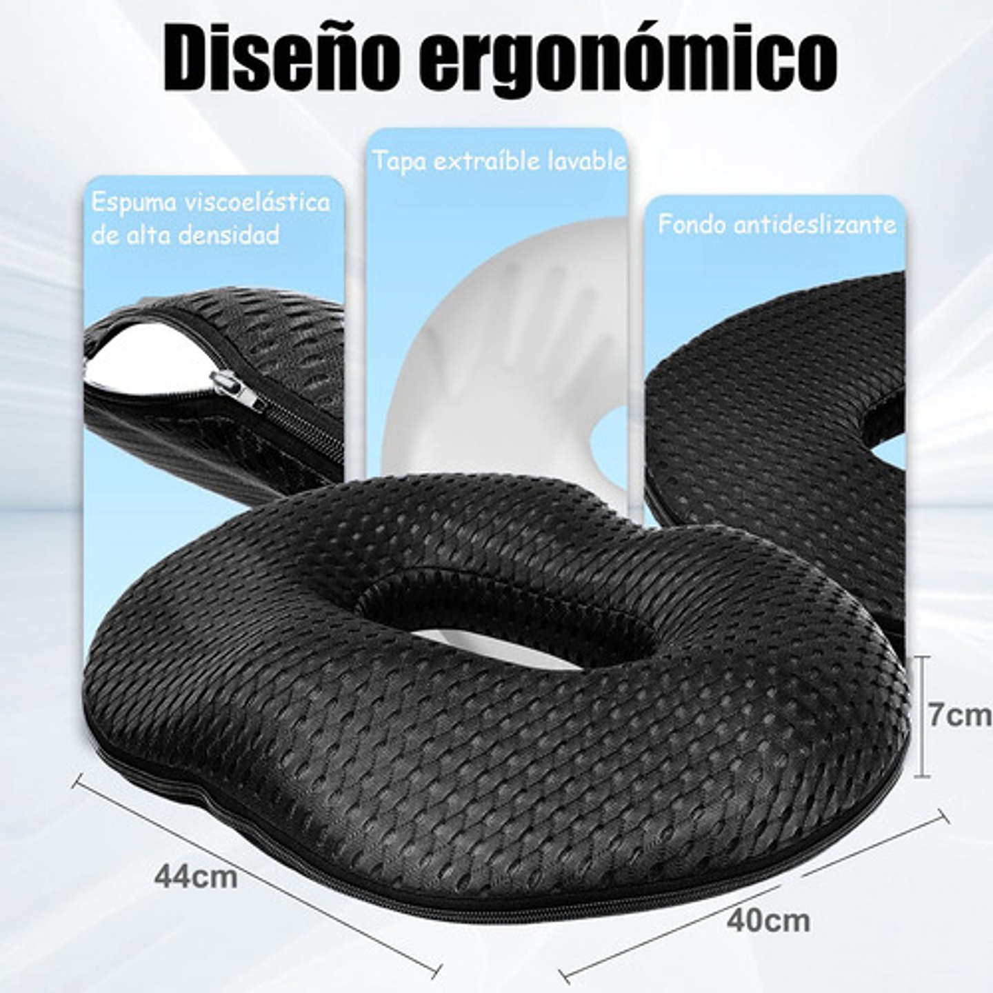 Cojín Ortopédico De Asiento Lumbar Antideslizante Oficina 10