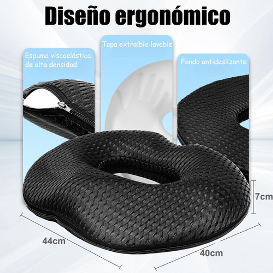 Cojín Ortopédico De Asiento Lumbar Antideslizante Oficina 10