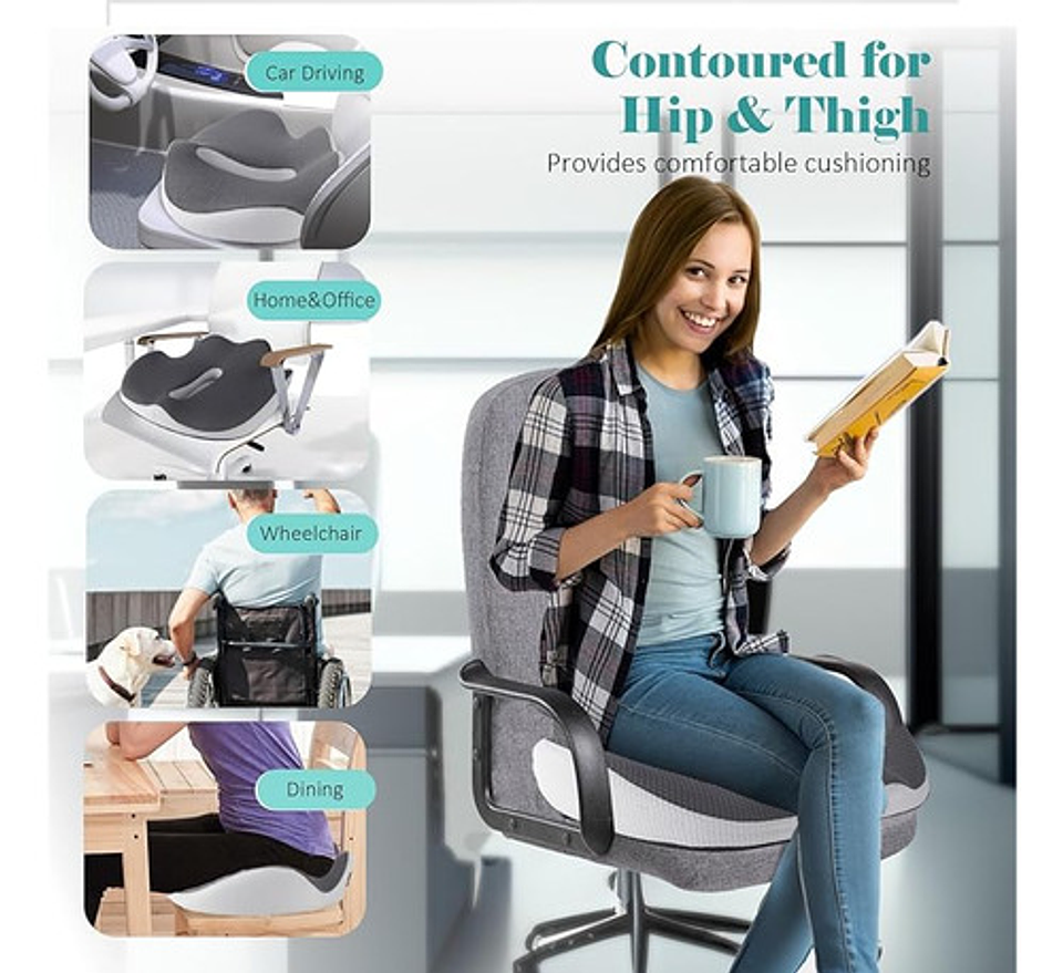 Cojín Ortopédico De Asiento Lumbar Antideslizante Oficina 19