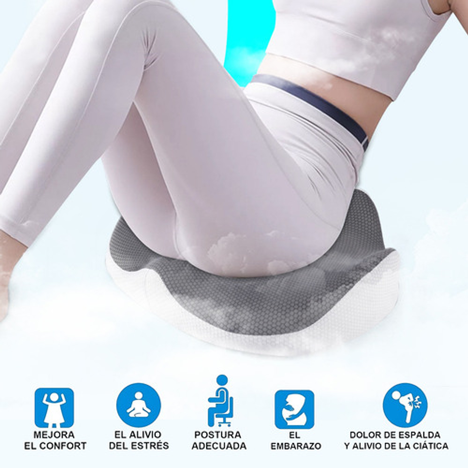 Cojín Ortopédico De Asiento Lumbar Antideslizante Oficina 21