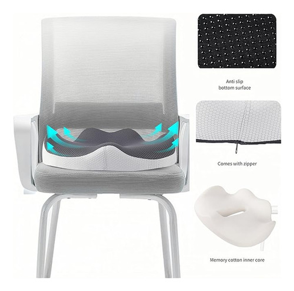 Cojín Ortopédico De Asiento Lumbar Antideslizante Oficina 23