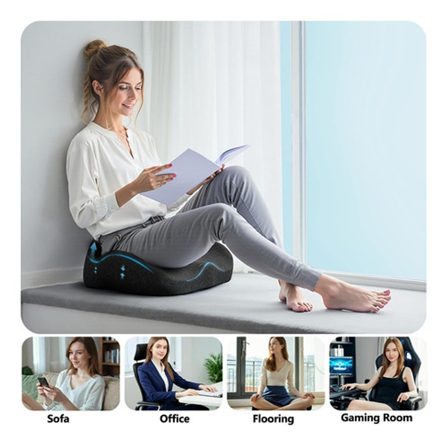 Cojín Ortopédico De Asiento Lumbar Antideslizante Oficina 33