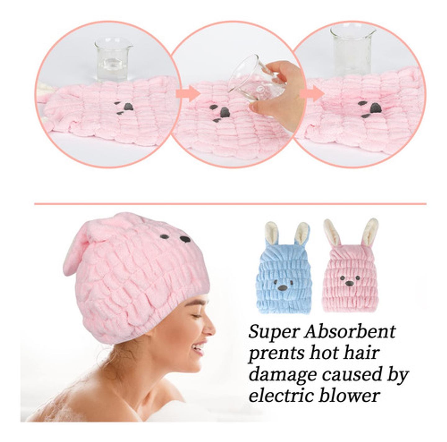 Pack 3 Toallas De Baño De Pelo Secado Para Niños Y Mujeres 2