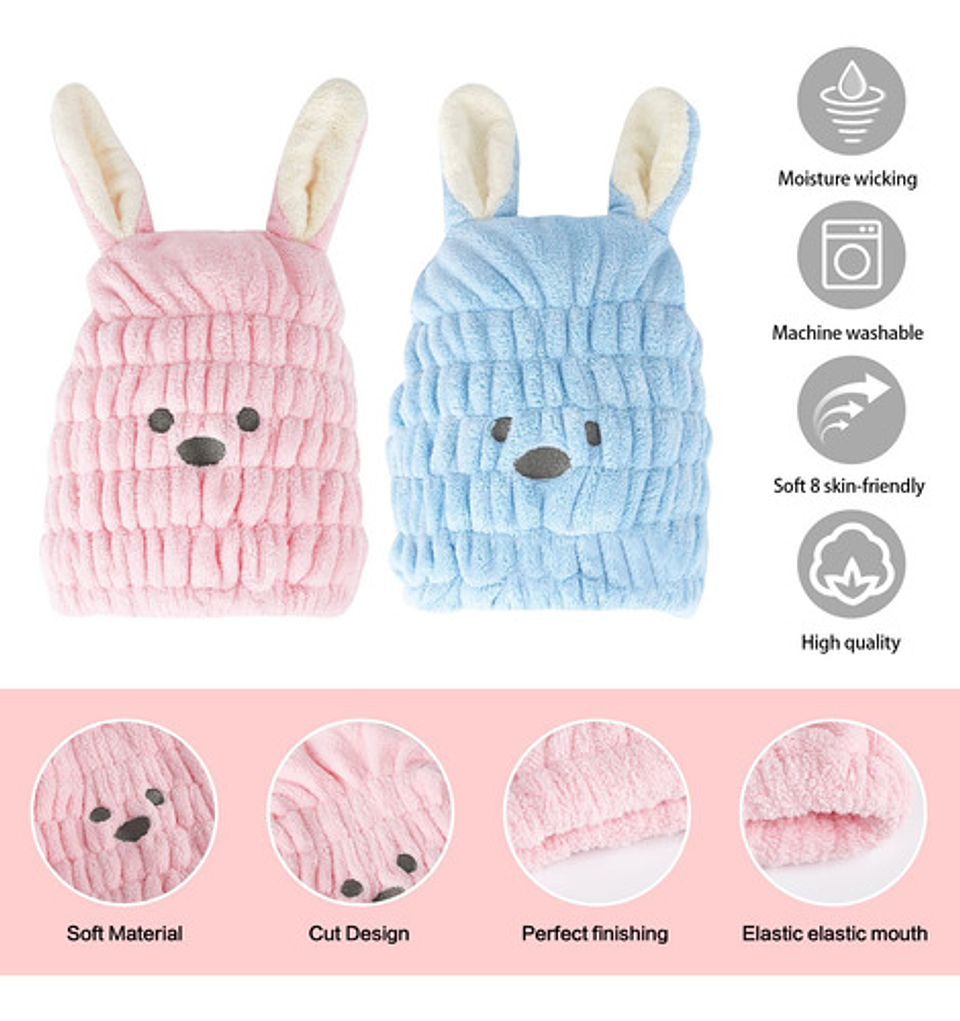 Pack 3 Toallas De Baño De Pelo Secado Para Niños Y Mujeres 3