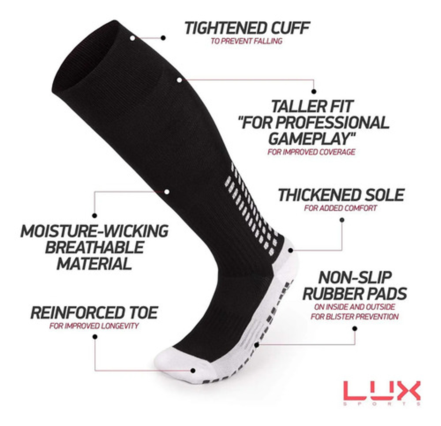 Pack 3 Media De Fútbol Deportiva Antideslizante Larga 3