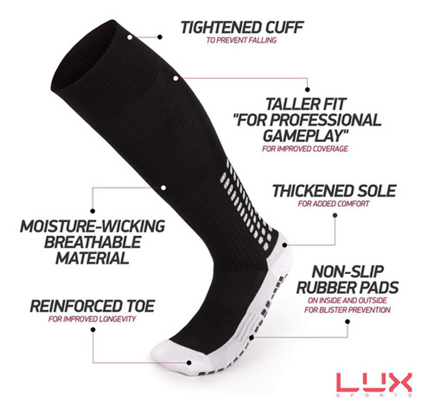 Pack 3 Media De Fútbol Deportiva Antideslizante Larga 12