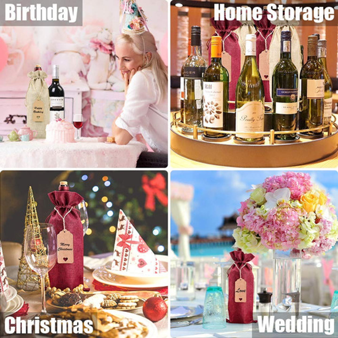 Bolsas De Navidad Para Botellas De Vino 12 Unidades 6 Rojo Y 6 Marrón 6 Rojo 6 Marrón 7