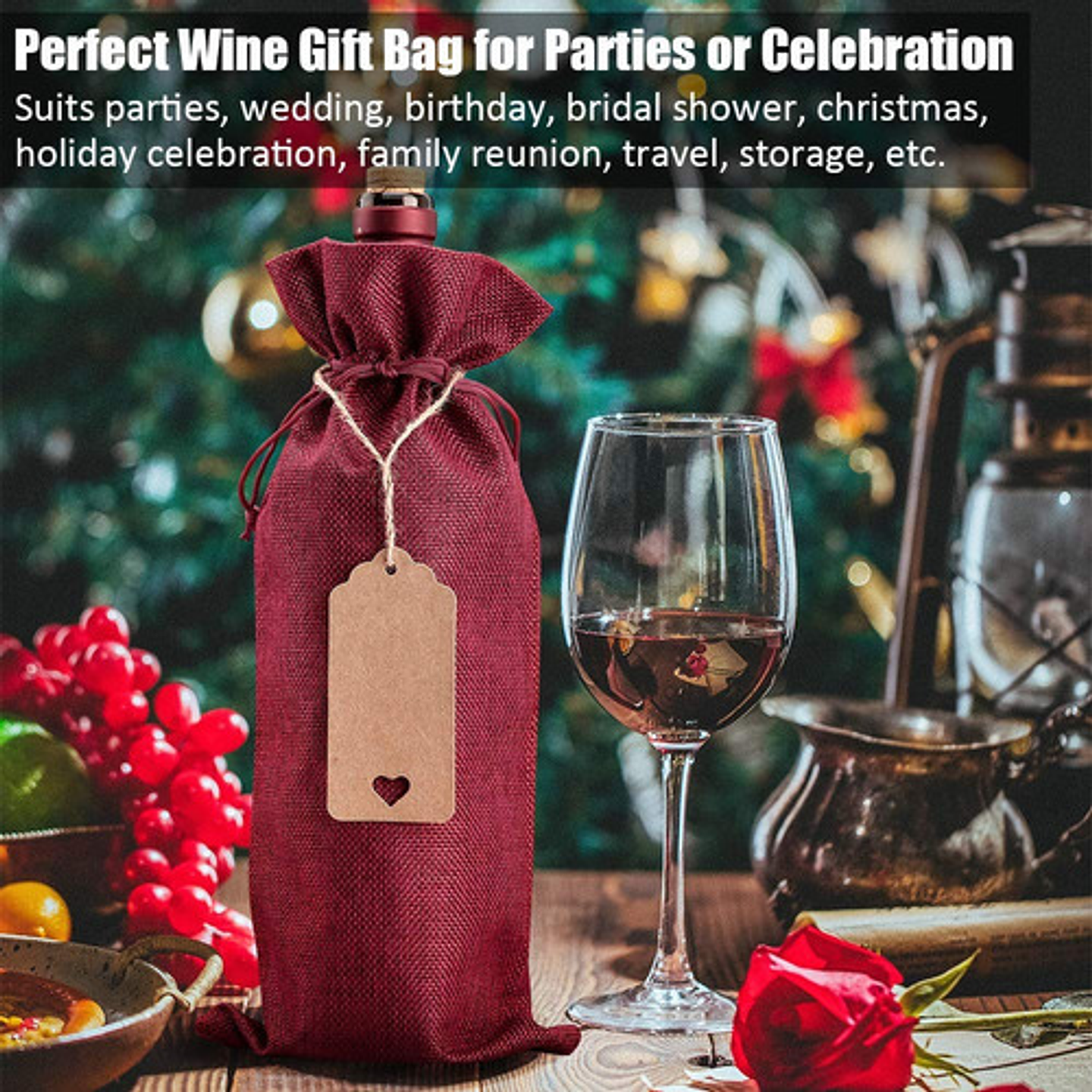 Bolsas De Navidad Para Botellas De Vino 12 Unidades 6 Rojo Y 6 Marrón 6 Rojo 6 Marrón 8