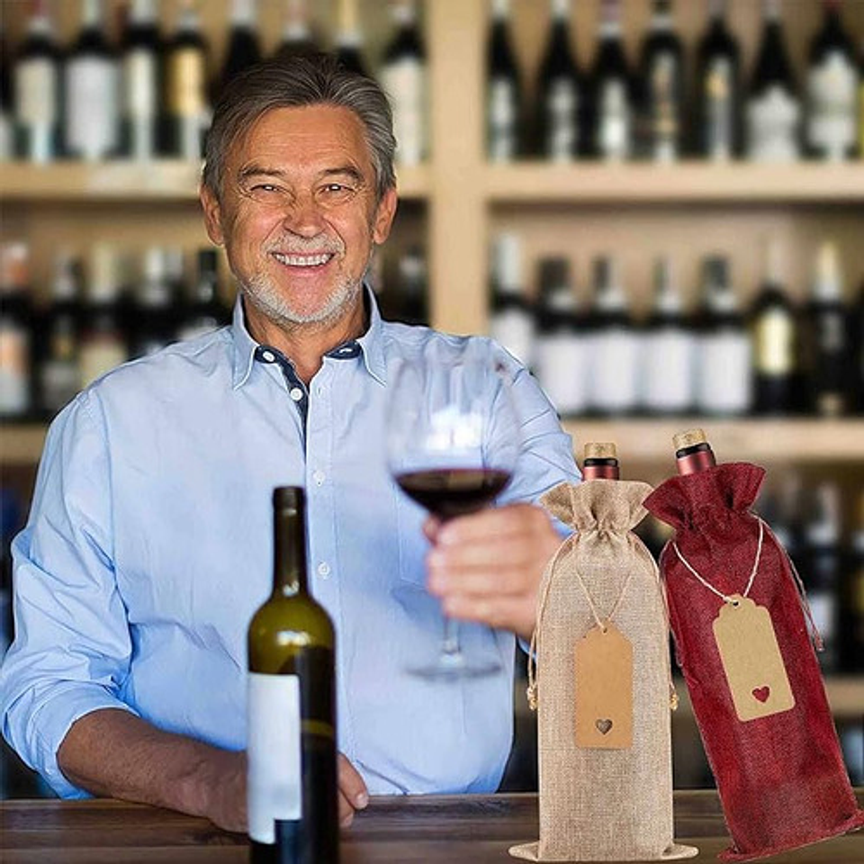 Bolsas De Navidad Para Botellas De Vino 12 Unidades 6 Rojo Y 6 Marrón 6 Rojo 6 Marrón 9