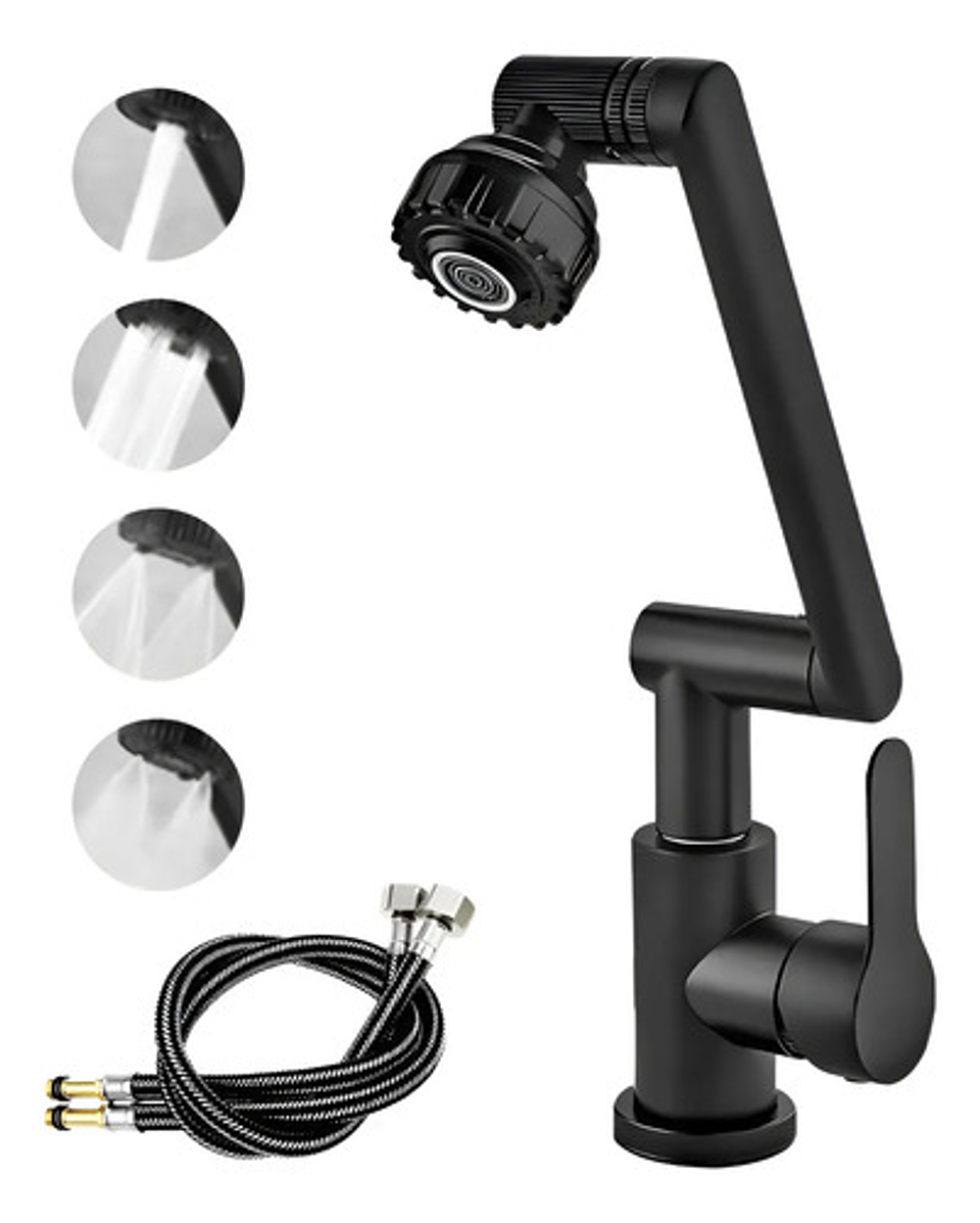 Llave Grifería Lavamanos Monomando Cuellos Giratorios 1080° 1