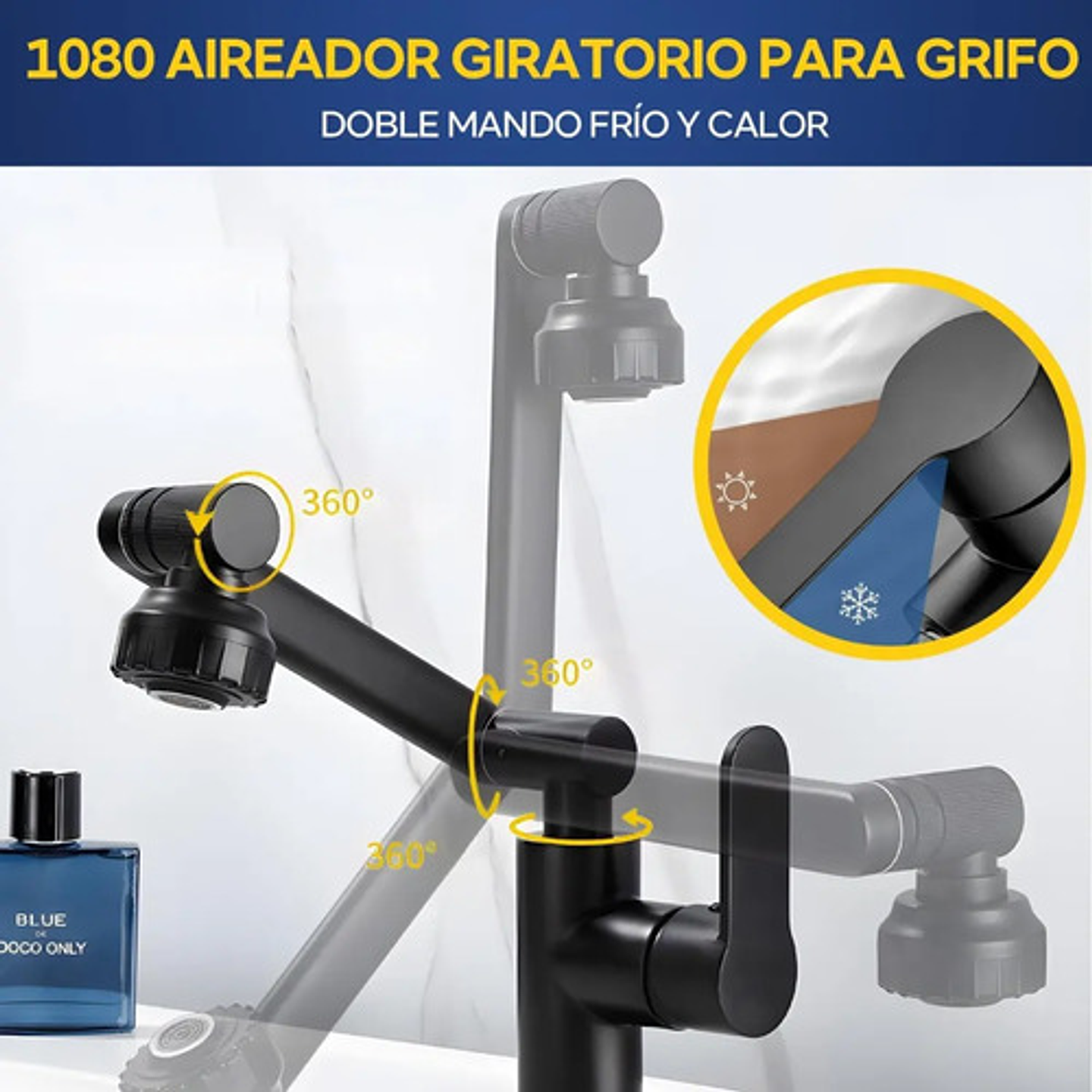 Llave Grifería Lavamanos Monomando Cuellos Giratorios 1080° 4