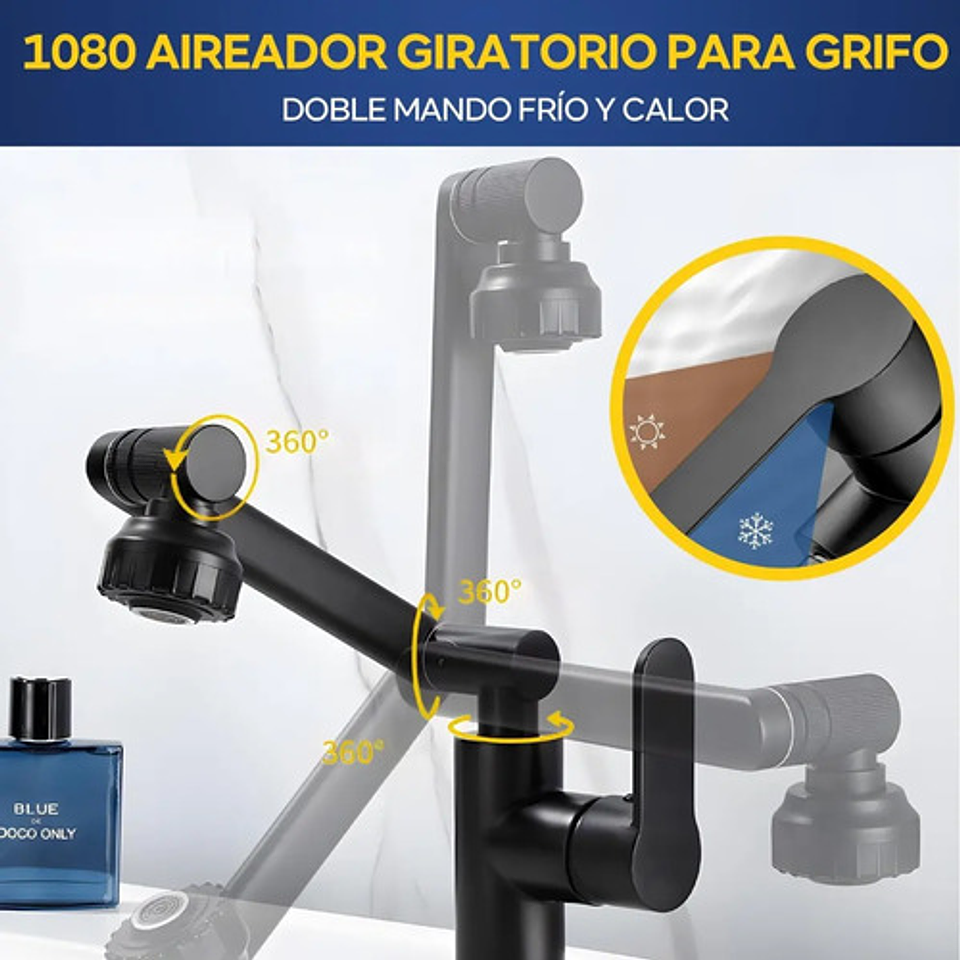 Llave Grifería Lavamanos Monomando Cuellos Giratorios 1080° 4