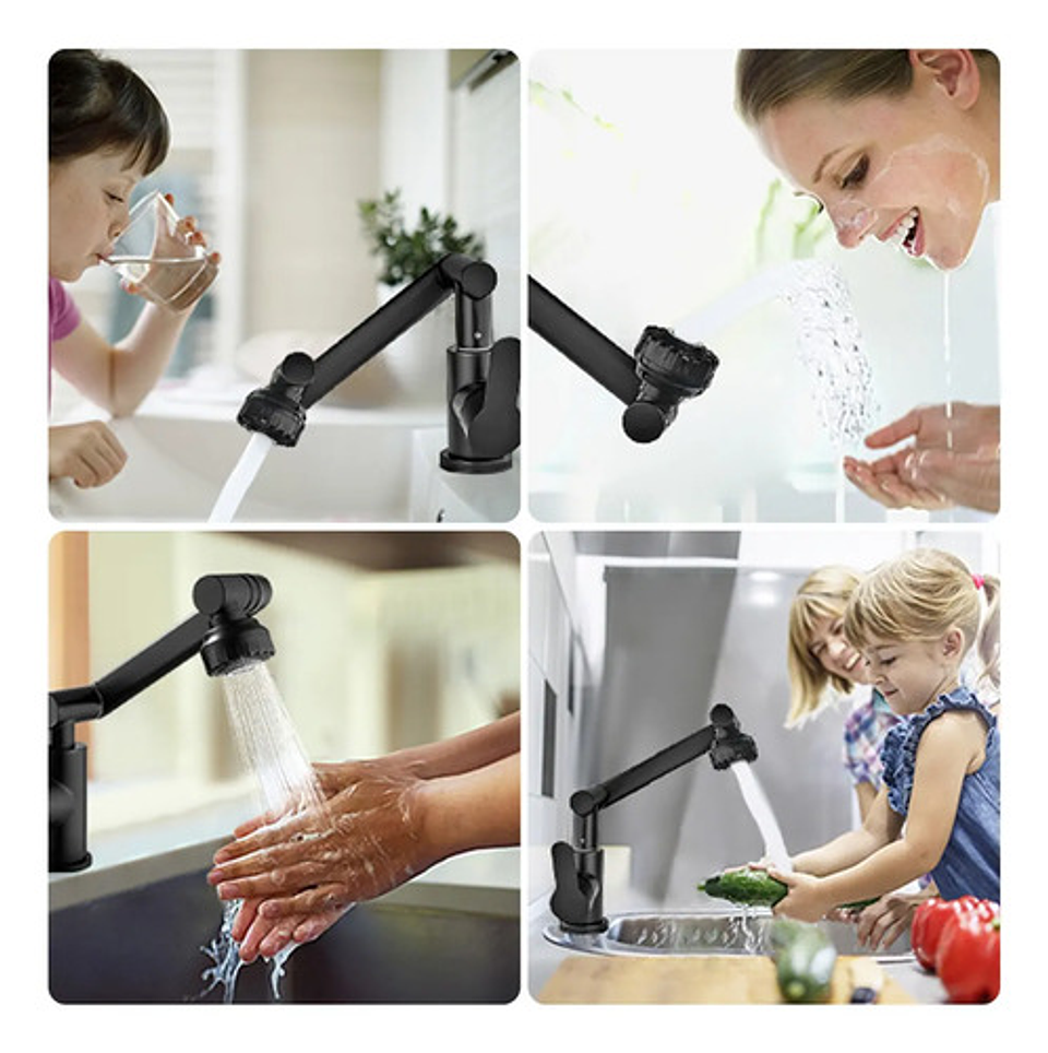 Llave Grifería Lavamanos Monomando Cuellos Giratorios 1080° 8