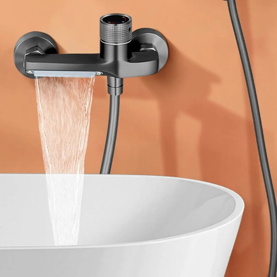 Llave Tina Ducha Monomando Gris Mate Flexible Regadera Ducha 6