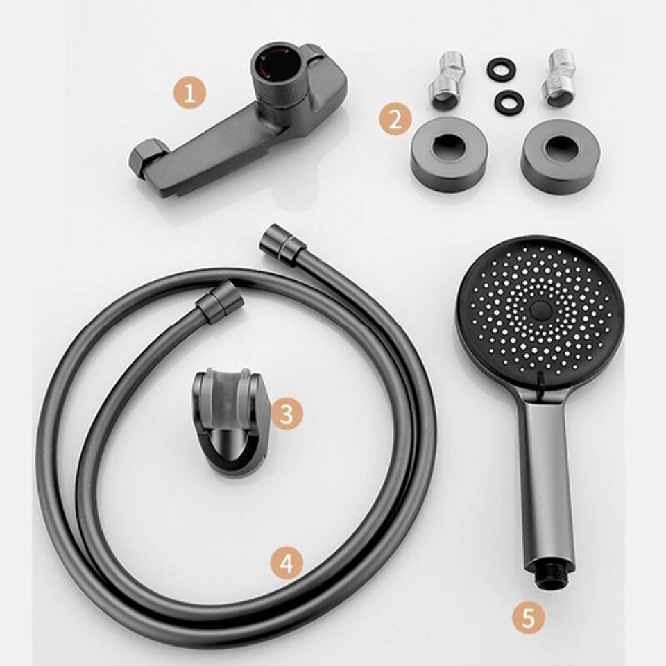 Llave Tina Ducha Monomando Gris Mate Flexible Regadera Ducha 8