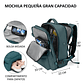 Mochila De Viaje De Gran Capacidad Con Hombros Usb Puerto Color Verde Oscuro Diseño De La Tela Liso - Miniatura 2
