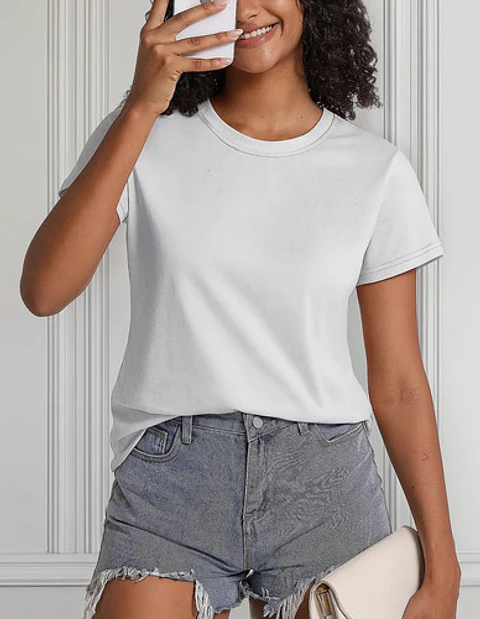 2 Camisetas Mujer Manga Corta Bambú Poleras Primavera Verano