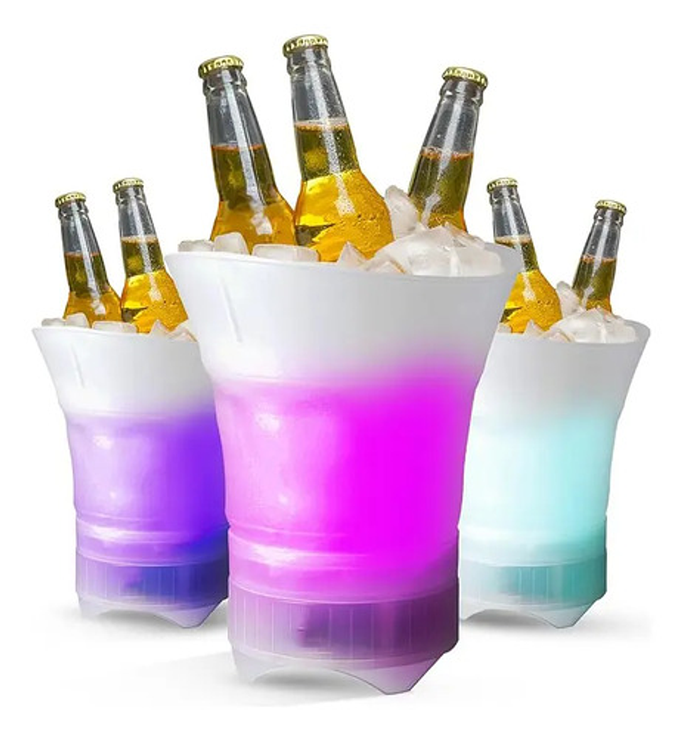 Pack 2 Cubitera Hielera Con Luz Led 5l Para Fiesta Hogar Bar 1