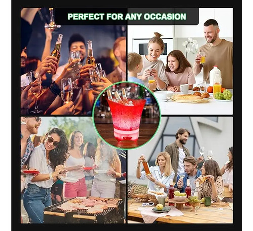 Pack 2 Cubitera Hielera Con Luz Led 5l Para Fiesta Hogar Bar 4