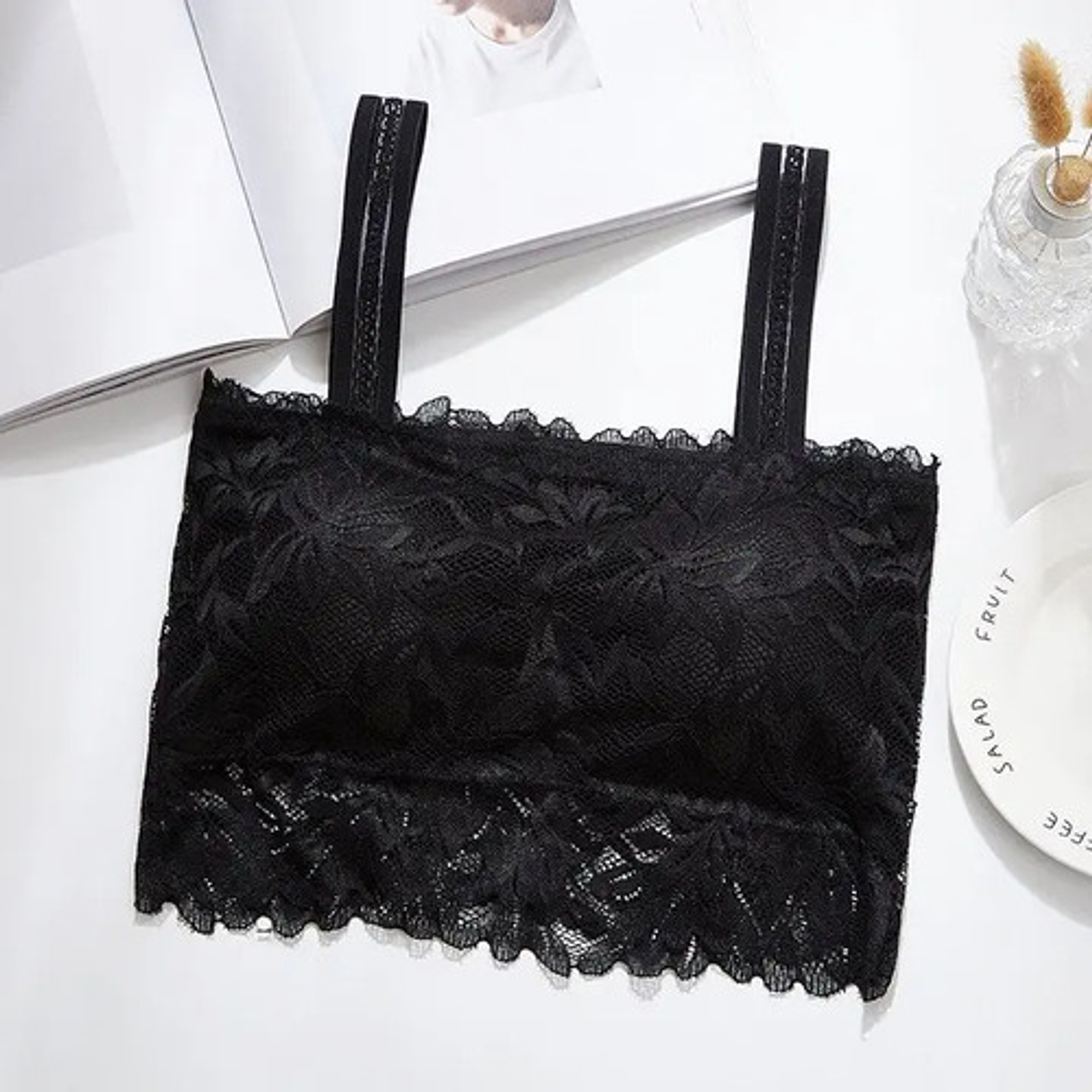 3x Sostén Sujetador Bralette Top De Encaje Lencería Floral 2