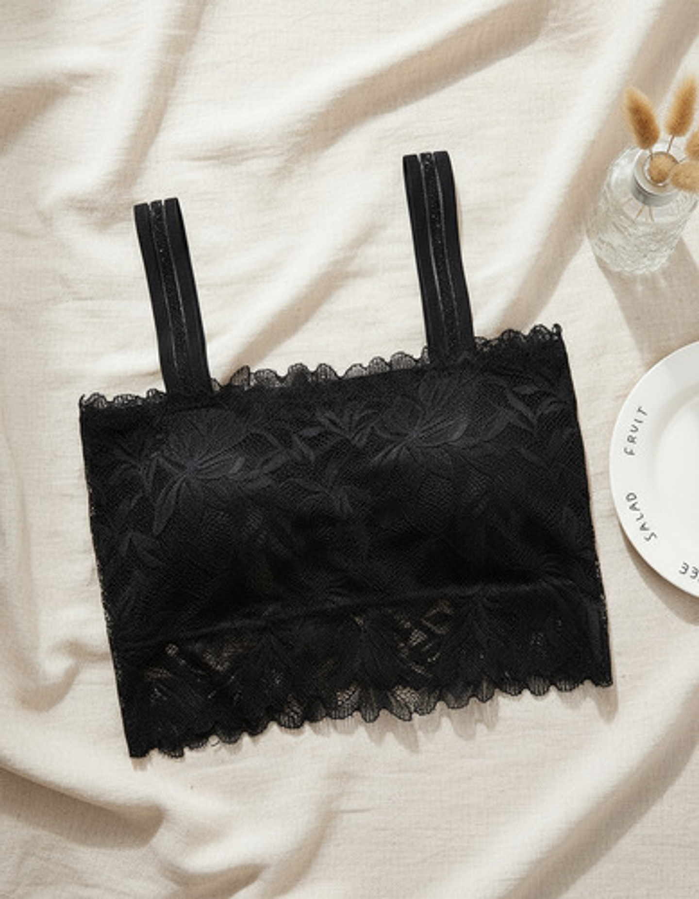 3x Sostén Sujetador Bralette Top De Encaje Lencería Floral 22