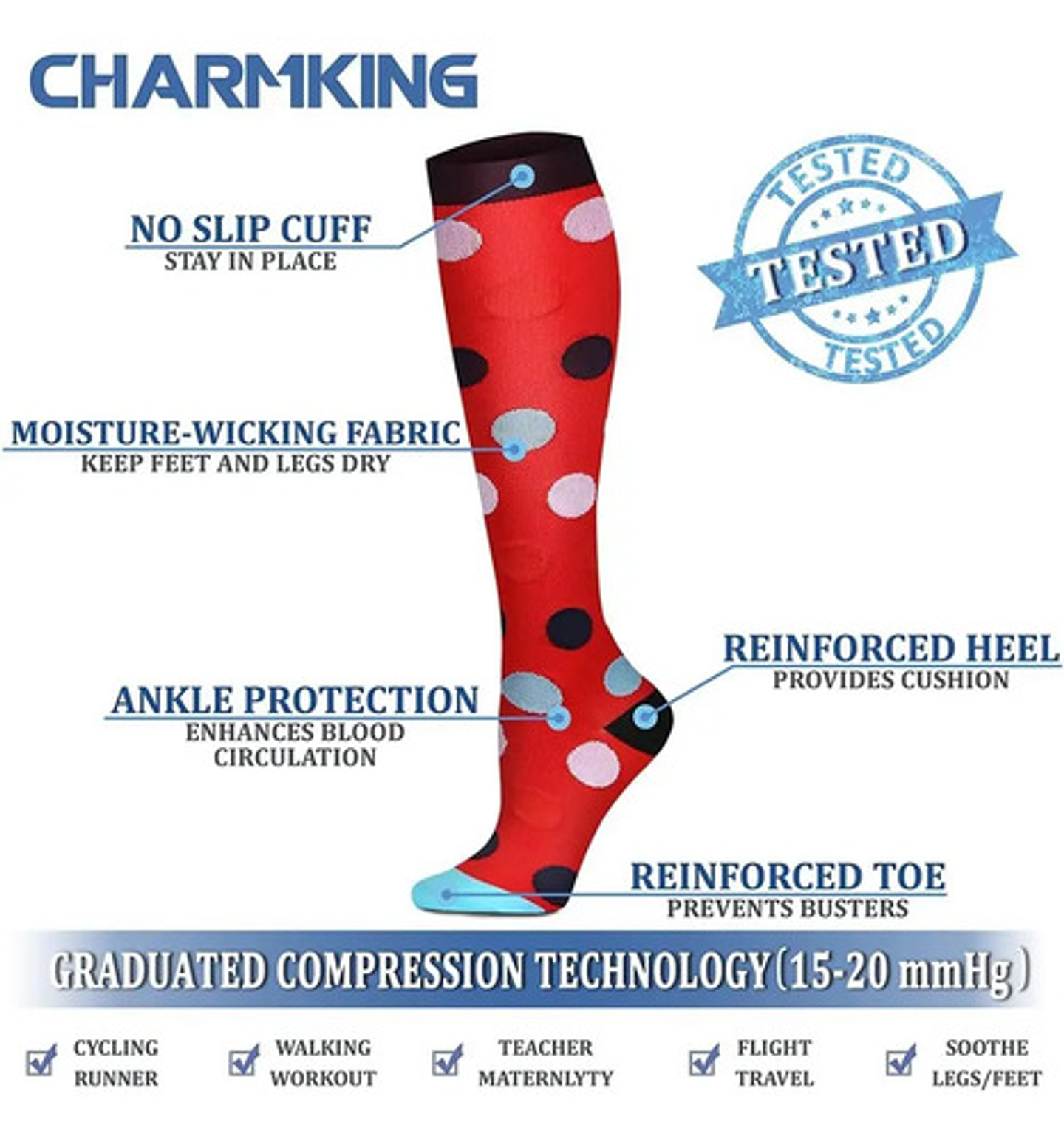 X6 Calcetines De Compresión Diseños Estampados L-xl(36-41) 3