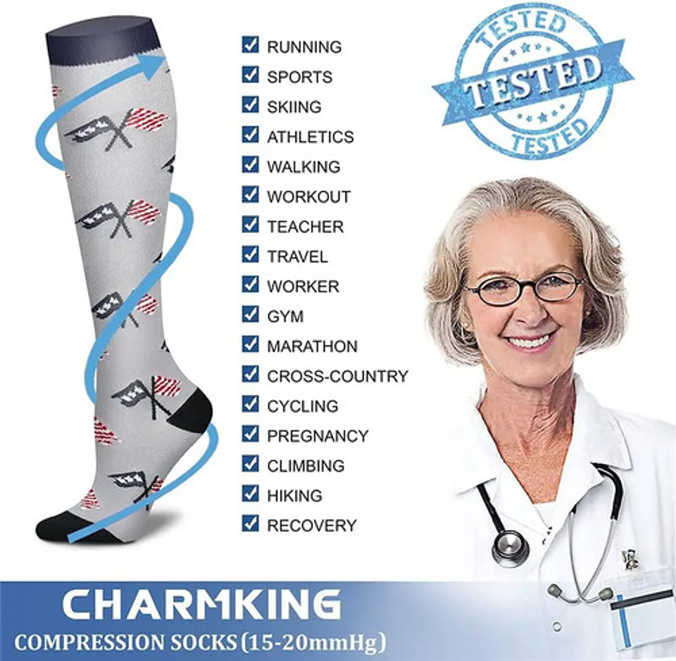 X6 Calcetines De Compresión Diseños Estampados L-xl(36-41) 4