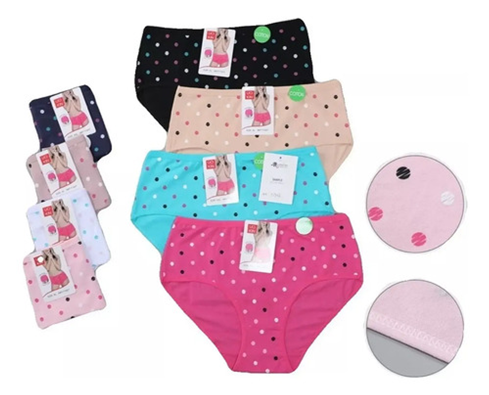 Pack 4 Calzones Algodón Mujer Tiro Alto Vario Modelo 3