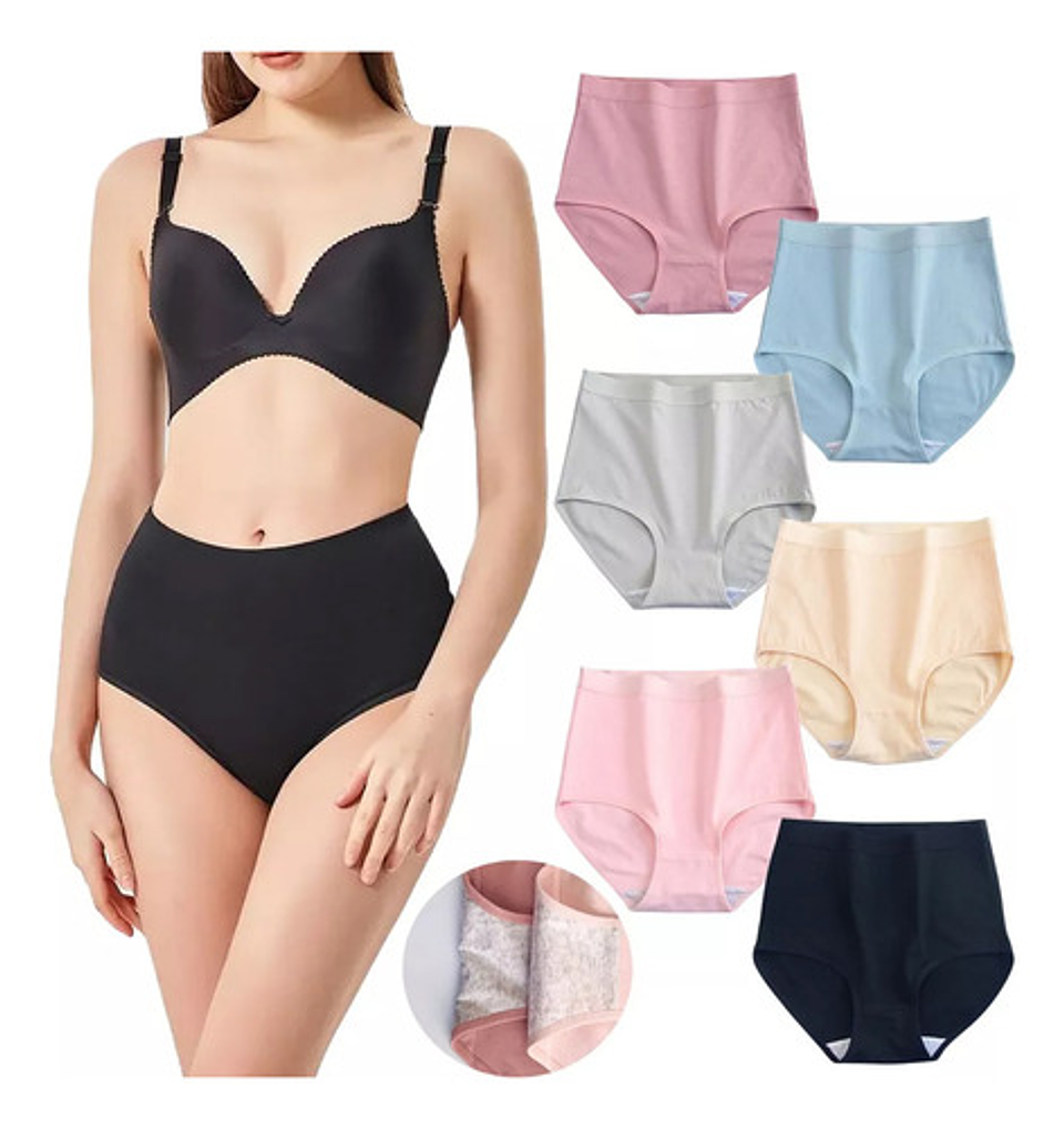 Pack 4 Calzones Algodón Mujer Tiro Alto Vario Modelo 5