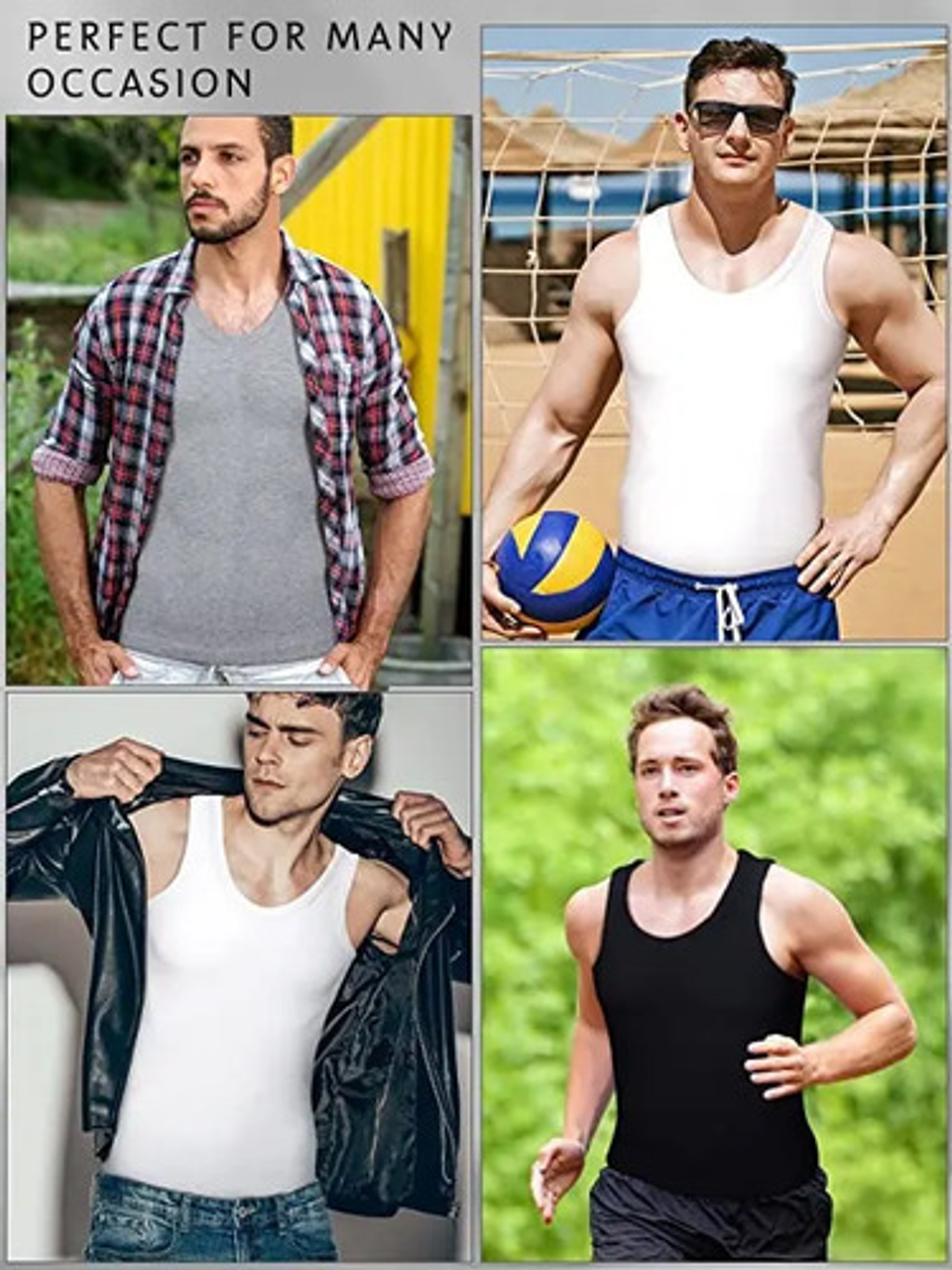 3x Camisetas Hombre Algodón Sin Manga Musculosas Hombre 4