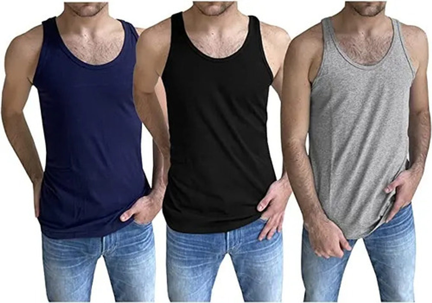3x Camisetas Hombre Algodón Sin Manga Musculosas Hombre 9