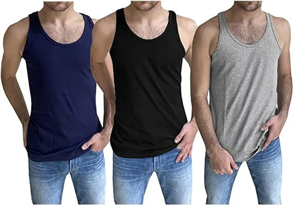 3x Camisetas Hombre Algodón Sin Manga Musculosas Hombre 9