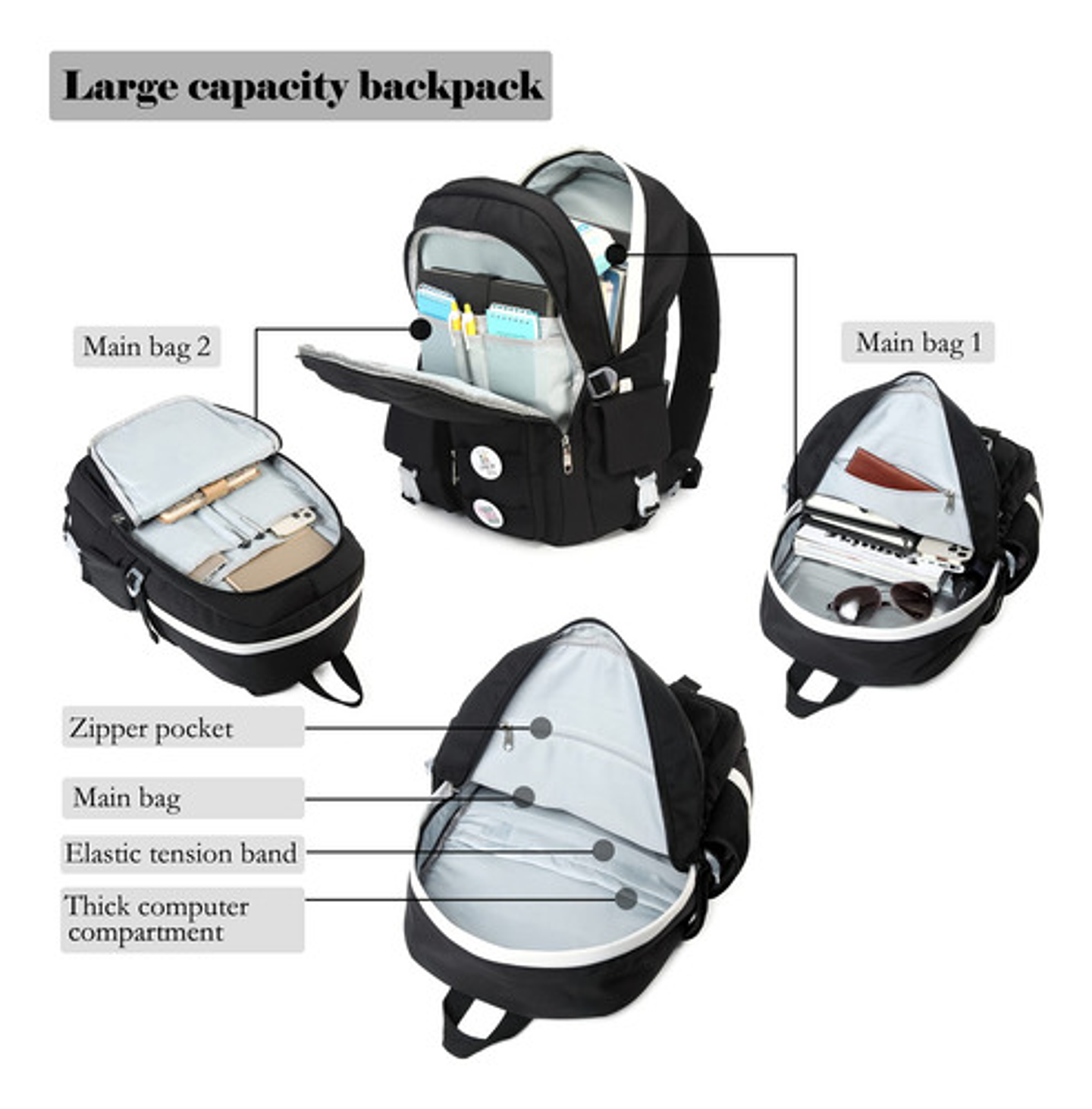 Mochila Bolso Escolar Juvenil Imprmeable Gran Capacidad 8
