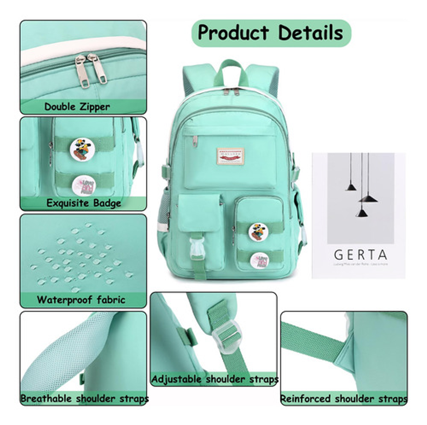 Mochila Bolso Escolar Juvenil Imprmeable Gran Capacidad 34