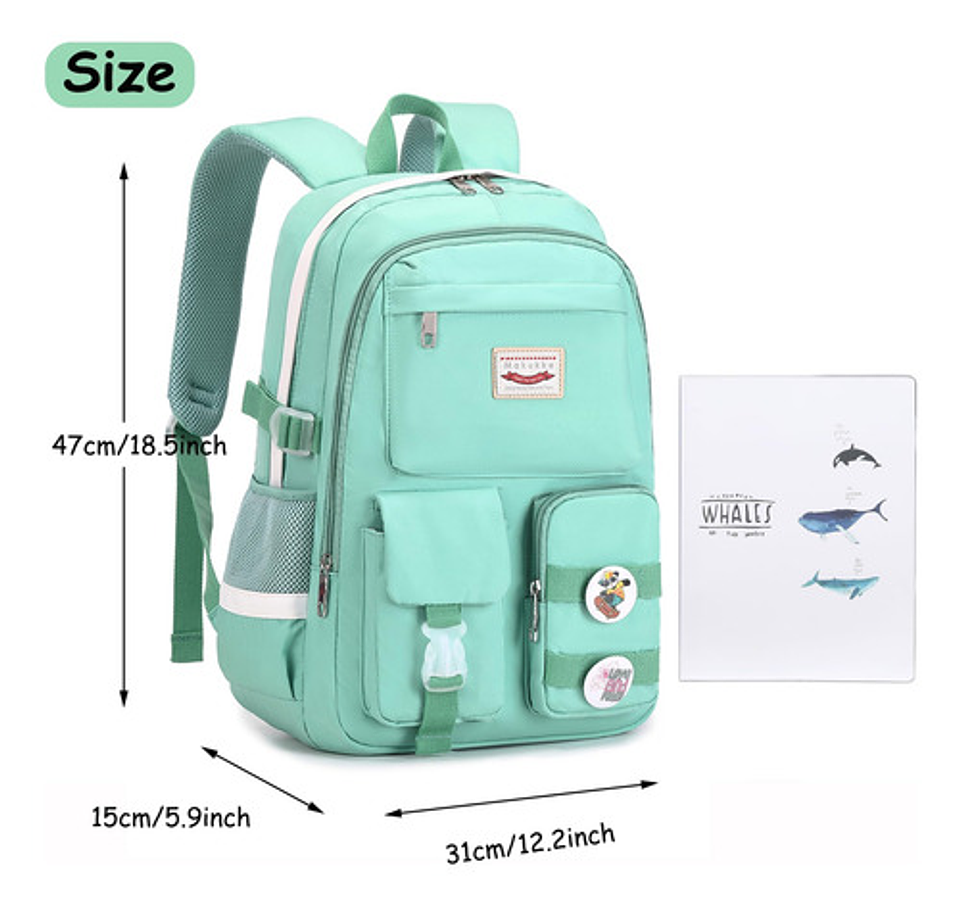 Mochila Bolso Escolar Juvenil Imprmeable Gran Capacidad 35