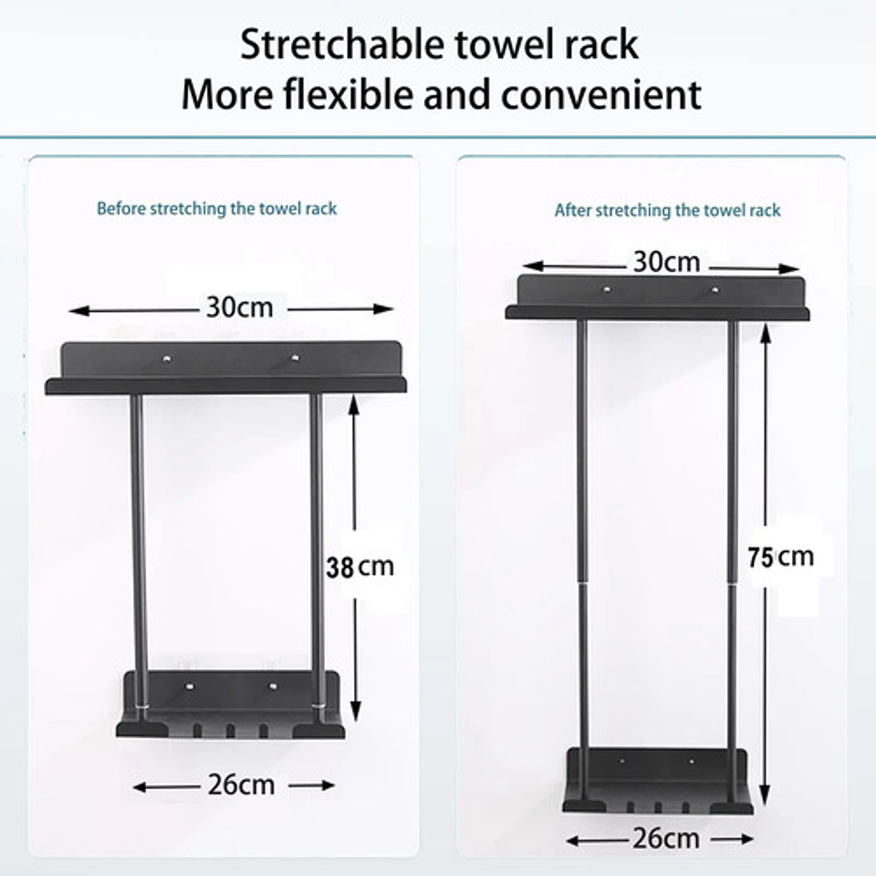 Organizador De Ducha Estante De Baño Para Toallas Ajustable 3