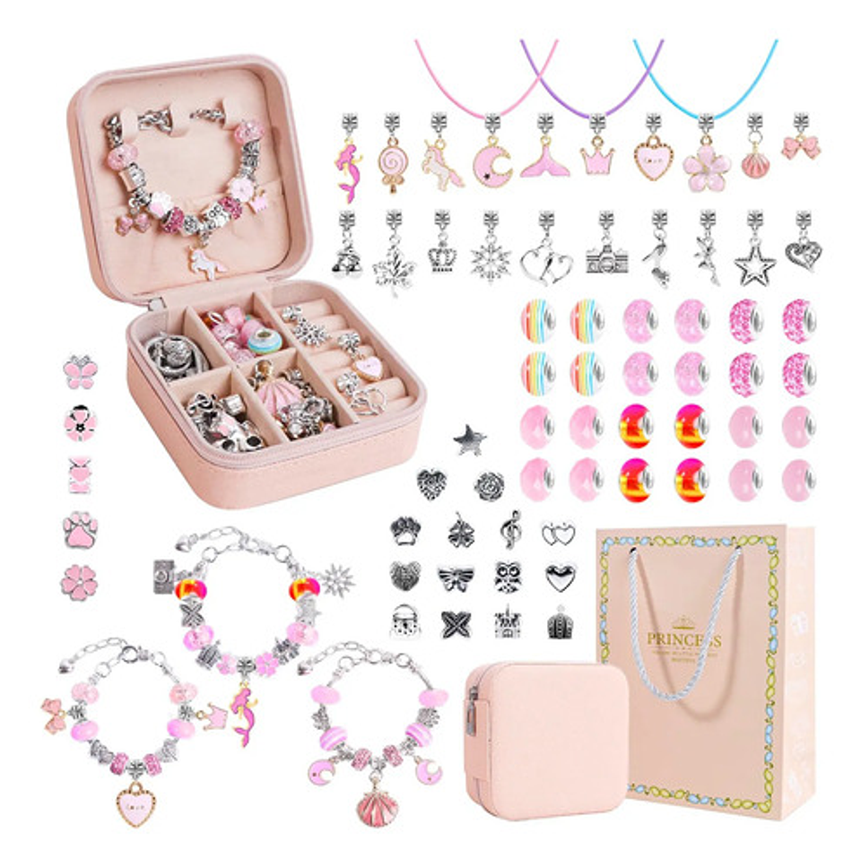 Set Para Hacer Pulseras Cuentas Bisuteria 66 Uds Diy Niñas 1
