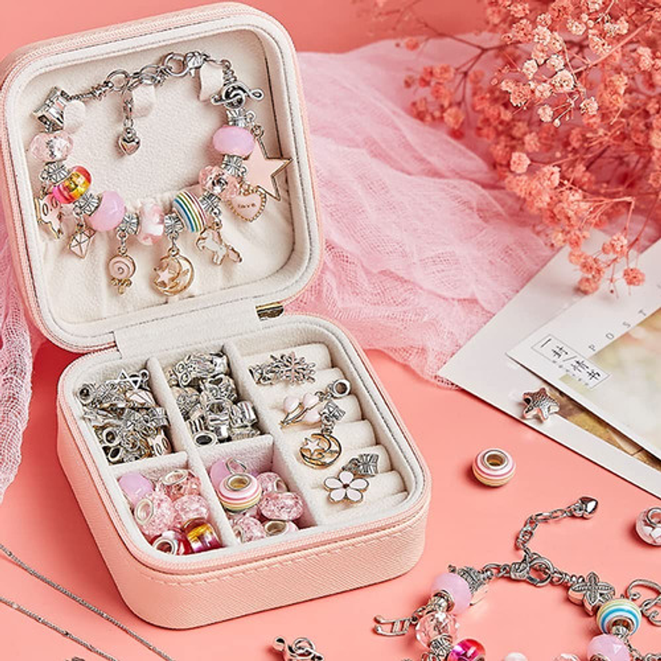 Set Para Hacer Pulseras Cuentas Bisuteria 66 Uds Diy Niñas 13