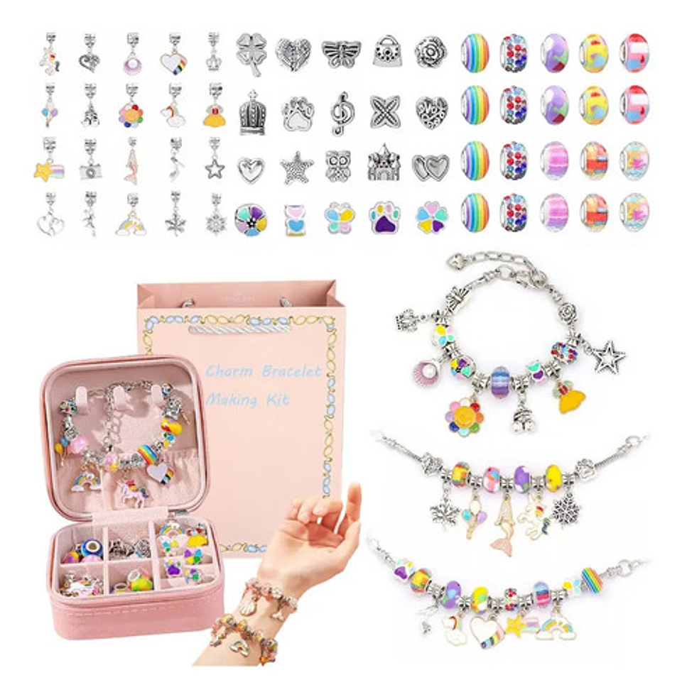 Set Para Hacer Pulseras Cuentas Bisuteria 66 Uds Diy Niñas 8