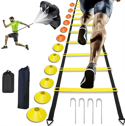 Kit De Entrenamiento Futbol Agilidad Escalera Cono Paracaída Amarillo