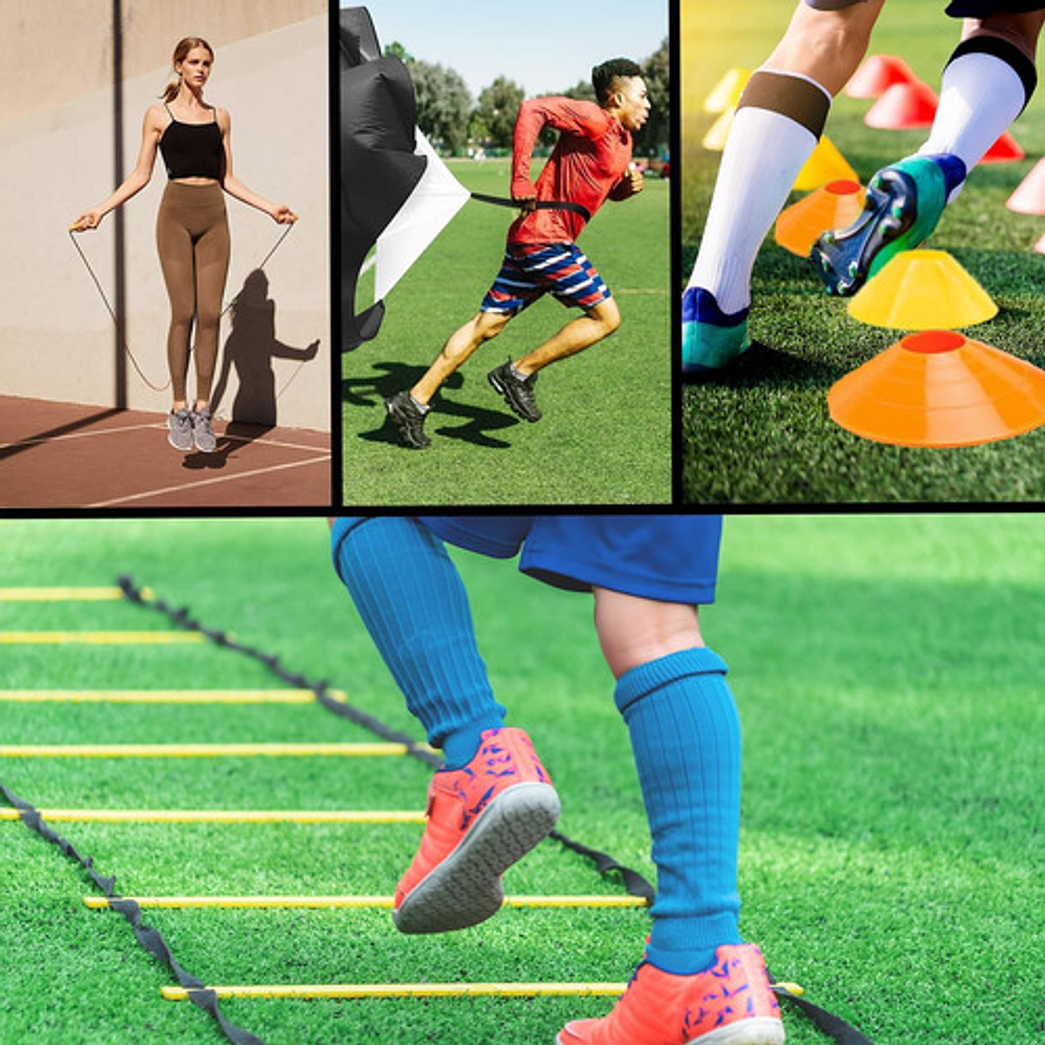 Kit De Entrenamiento Futbol Agilidad Escalera Cono Paracaída Amarillo 5