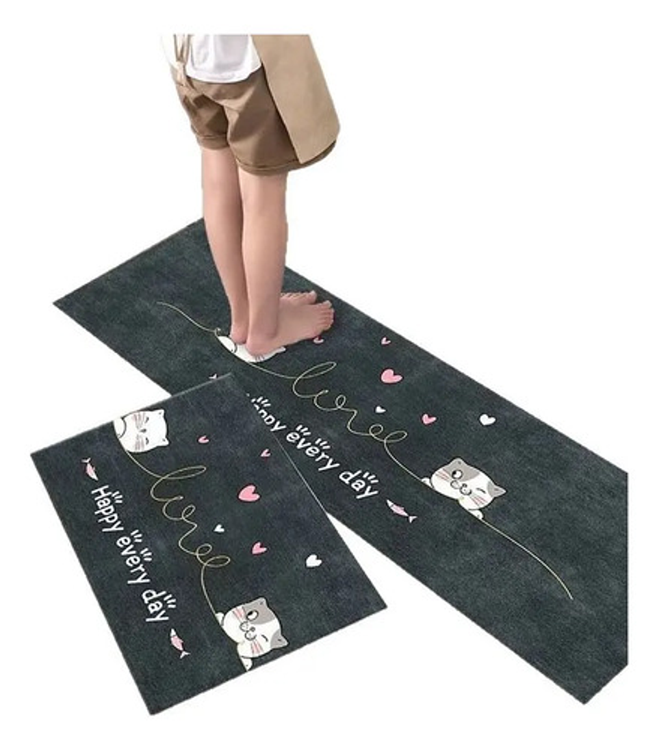 Set 2 Alfombra Cocina Piso Entrada Antideslizant Vario Model 9