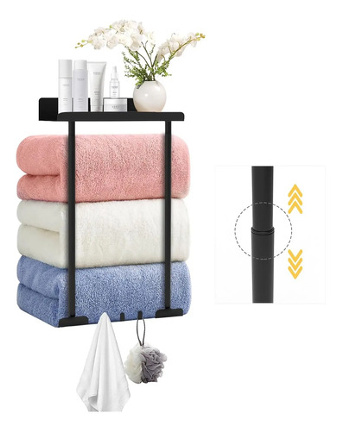 Colgador De Toalla Grados Baño Retráctil Acero Inoxidable  1