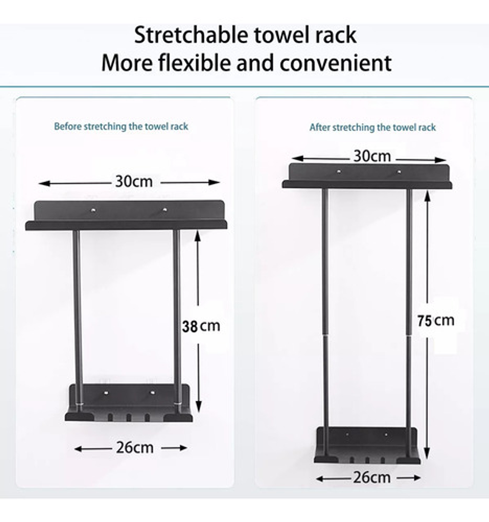 Colgador De Toalla Grados Baño Retráctil Acero Inoxidable  9