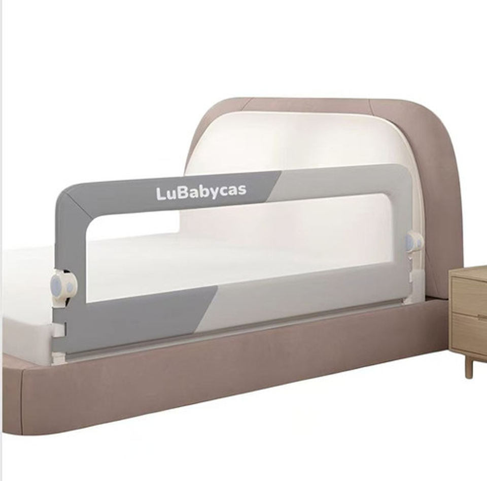 Baranda De Cama 180cm Seguridad Para Bebé Abatible Ajustable Gris Lisa 1