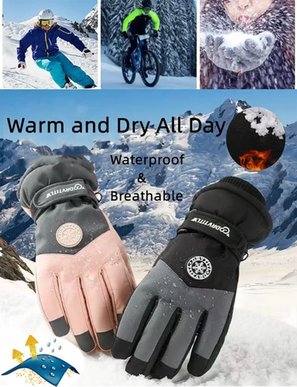 Guantes Invierno Con Pantalla Táctil Para Moto Impermeables 12