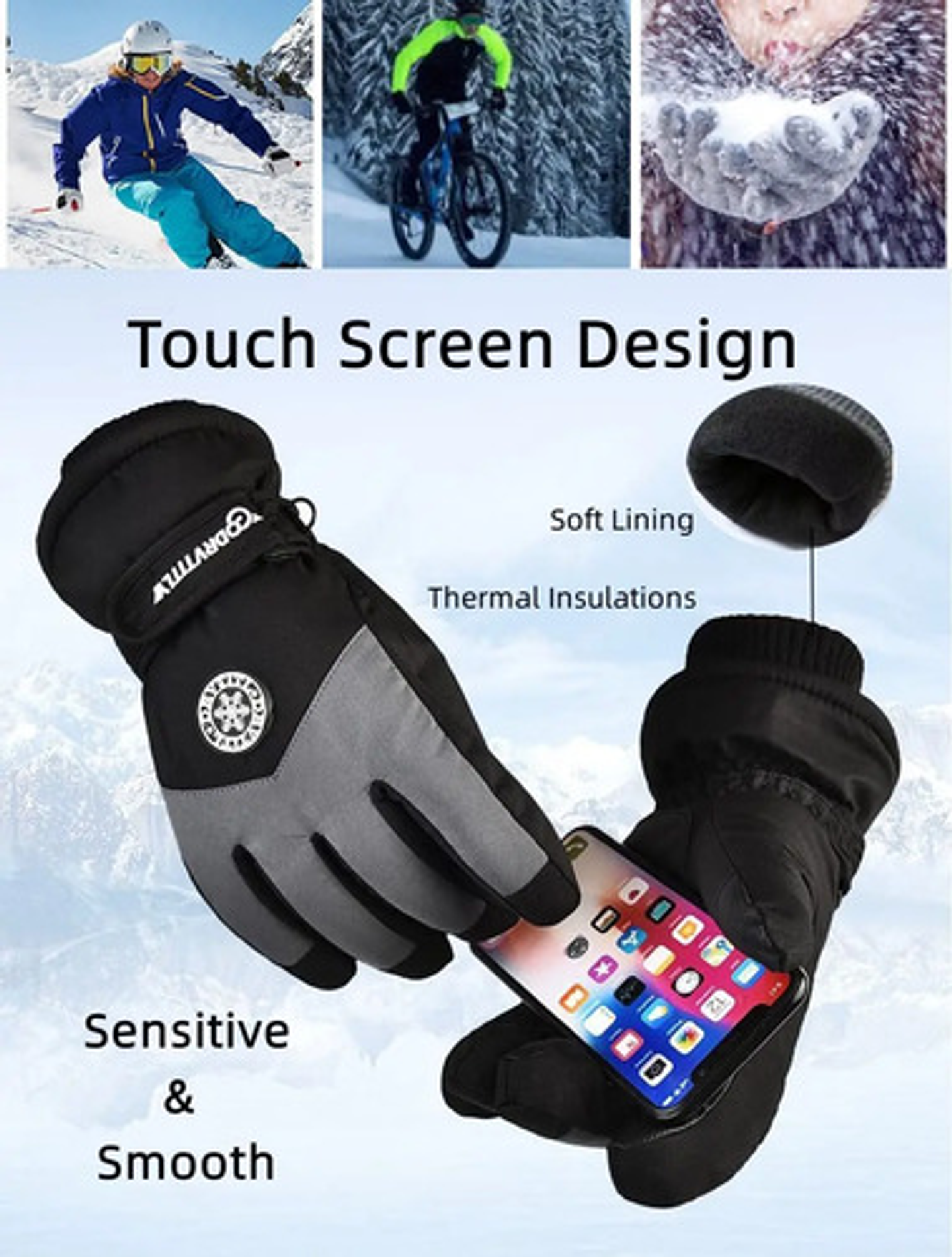 Guantes Invierno Con Pantalla Táctil Para Moto Impermeables 24