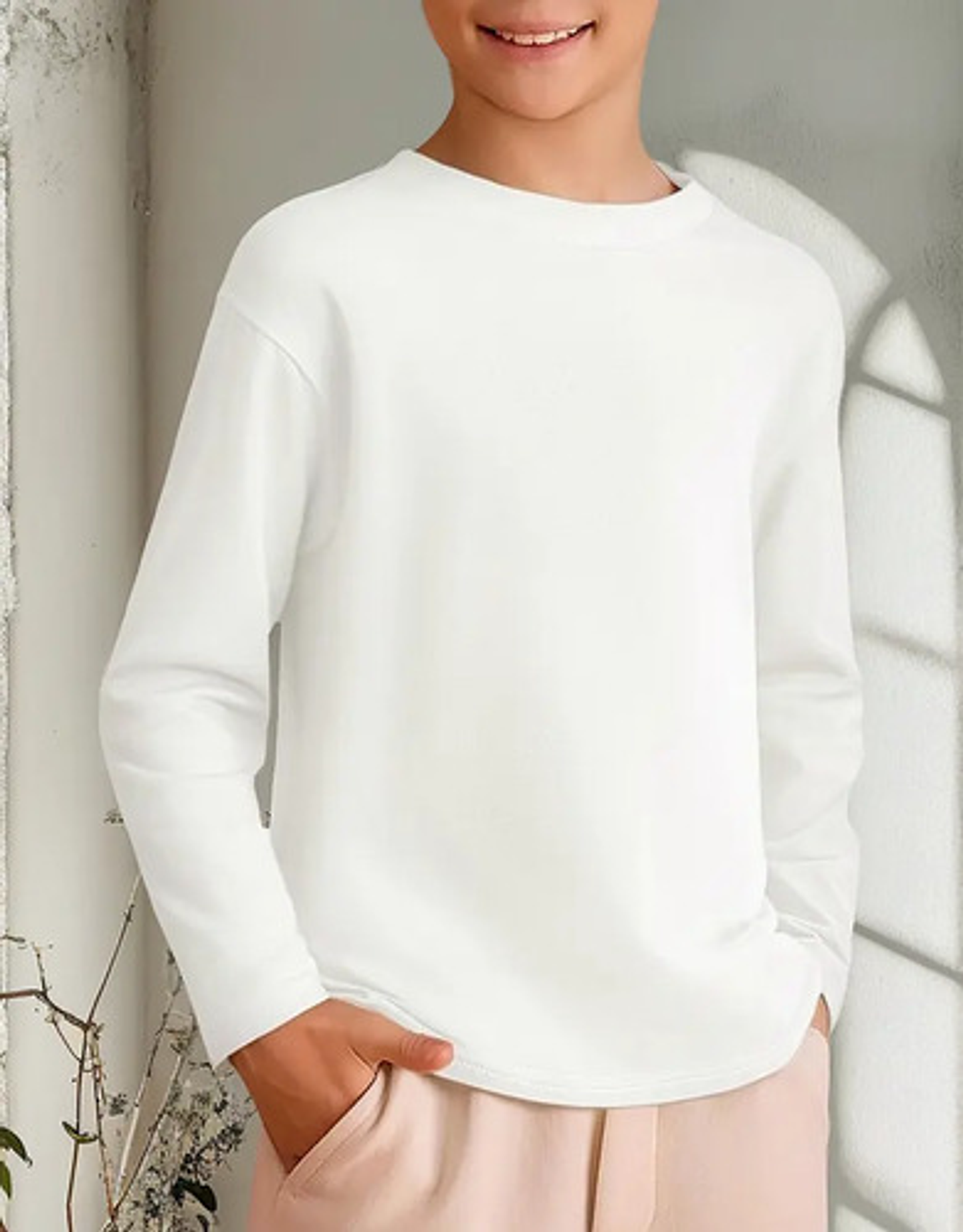 Pack 3 Camisetas Niños Blancas Algodón Con Bambú Manga Larga 21